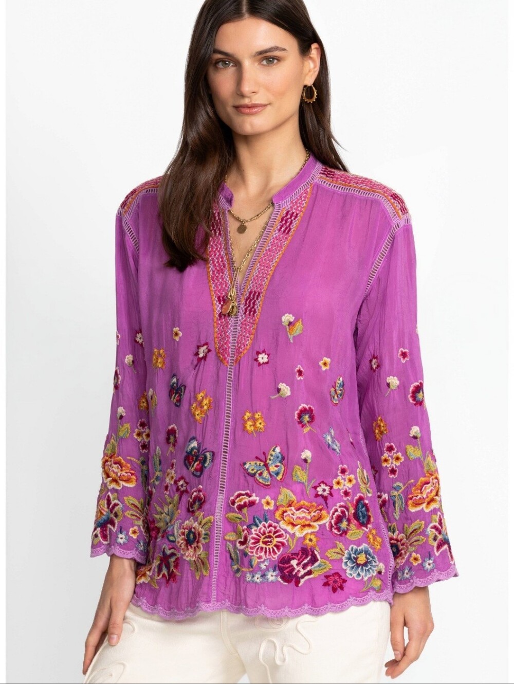 NWT Johnny Was Embroidered Floral Maude Blouse